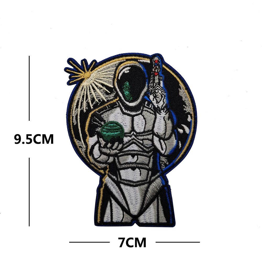 Travel space patch with velcro, badge, with embroidery, dress up