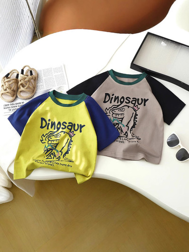 Children's Short-Sleeve T-Shirt Pure Cotton Summer Clothing 2025 New Arrival Boys Middle and Small Children Summer Top Half-Sleeve Trendy T