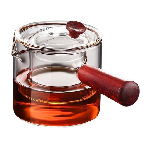 Teapot, teapot, high borosilicate glass teapot, side handle kettle, electric ceramic stove, wooden handle kettle, filter Kung Fu tea set accessories