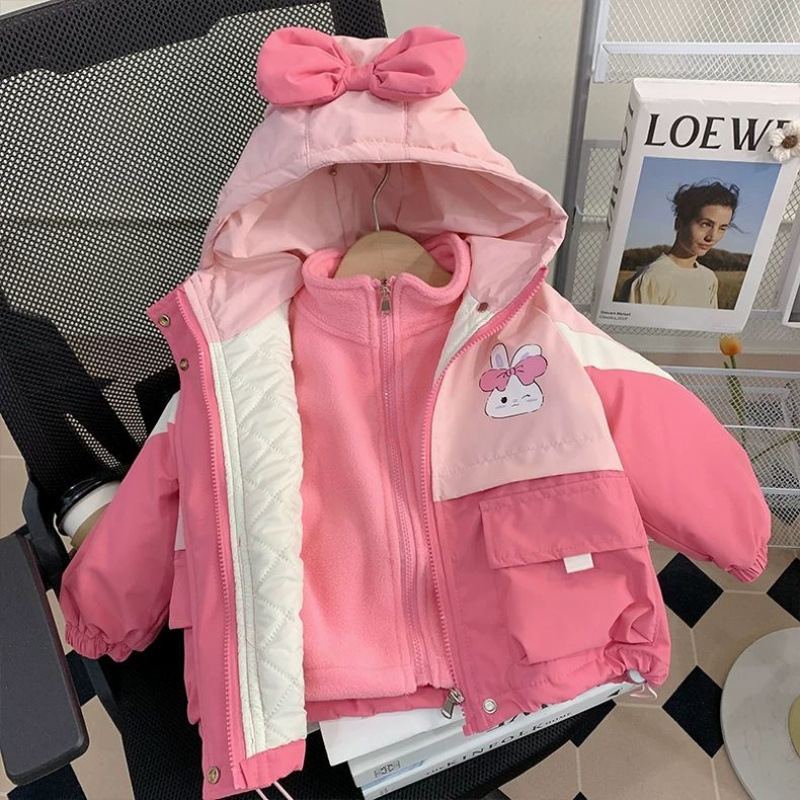 Keep warm removable children's quilted down jacket, western style, three-in-one