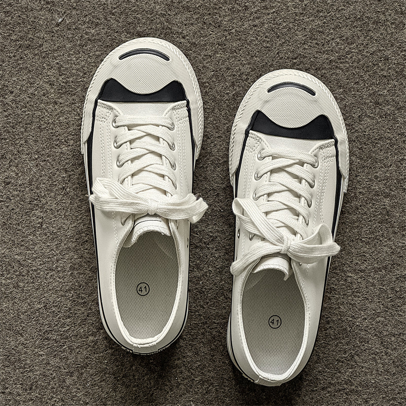 Verano nuevo estilo, sonrisa abierta, zapatos de lona transpirables, zapatos vulcanizados de nicho, zapatos clásicos de plataforma baja de todo fósforo para hombres