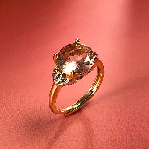 European and American fashion bright color gemstone ring plated with 18K gold, light luxury anti-color gem popular online jewelry wholesale