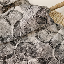 黑白印花布 女装连衣裙亚麻粘黑色麻粘纺织布 无弹力薄款麻色面料