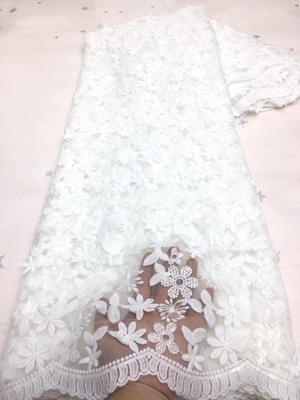 花邊現代立體繡植物花型床上用品水溶白色婚紗禮服連衣裙繡花布