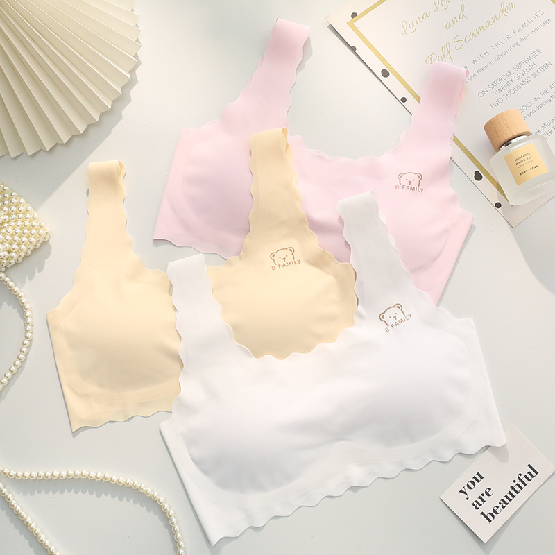 Summer Girls' Tube Top Small Vest at the Beginning of Development High School and Primary School Students Gather Bra Ice Silk Girls' Underwear