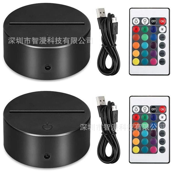 Transfronterizo nuevo exótico 3D luz de la noche titular USB Toque control Remoto colorido luz de la noche lámpara de mesa de acrílico combinación base