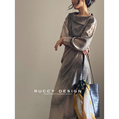 【RUCCY】2025初秋新作プリント染め横襟ワンショルダーボタンシャツとスカートスーツ女性用