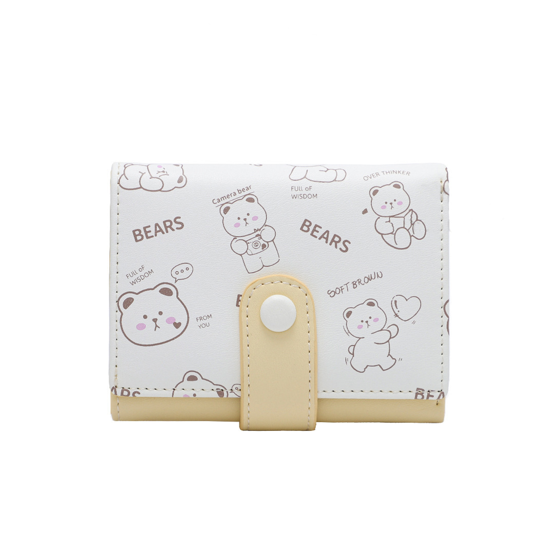 [Animal diario] Pequeña cartera de las mujeres al por mayor PU corto tríptico multi-Tarjeta Monedero