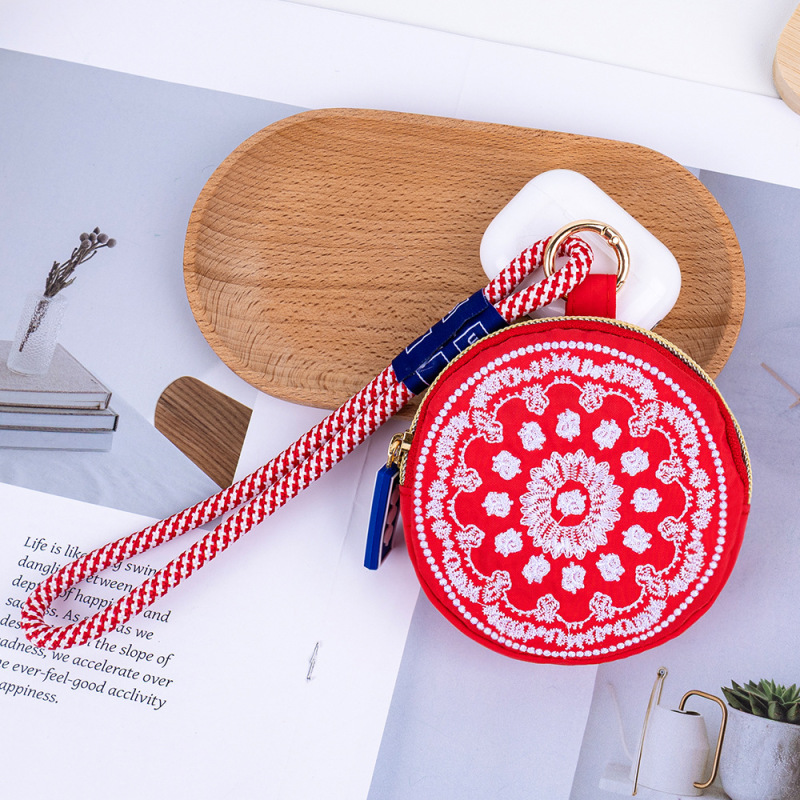 夏の新しい刺繍入りコインポータブル小型バッグ多用途カジュアルデイリー防水収納キーヘッドフォンハンドバッグ|undefined