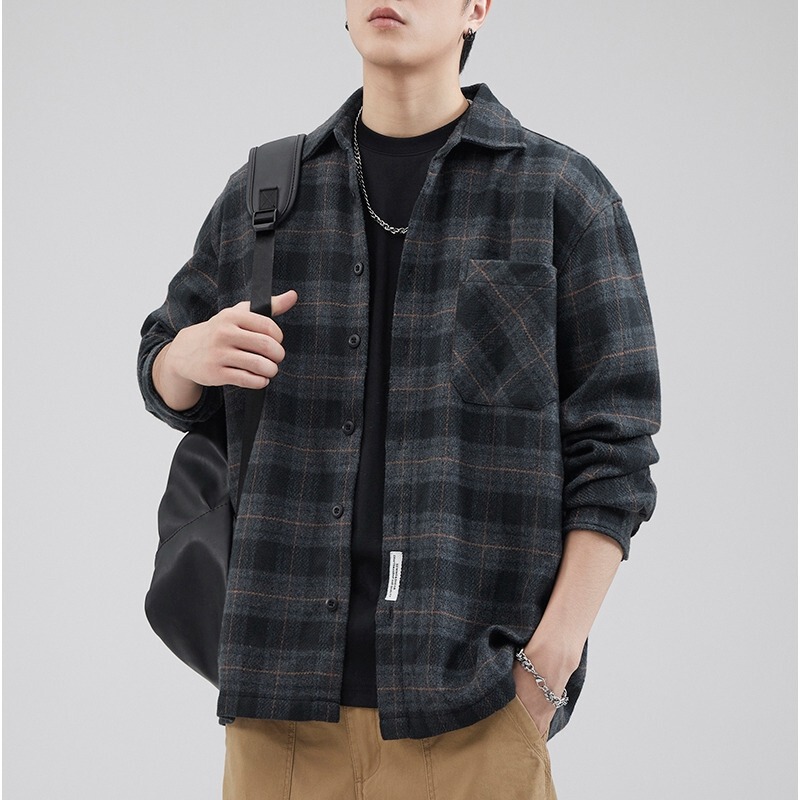 Trendy Casual Plaid Jacket for Men, Autumn Loose Long-Sleeve Shirt, Versatile Stain-Resistant Top Trendy Casual Plaid Jacket for Men, Autumn Loose Long-Sleeve Shirt, Versatile Stain-Resistant Top
