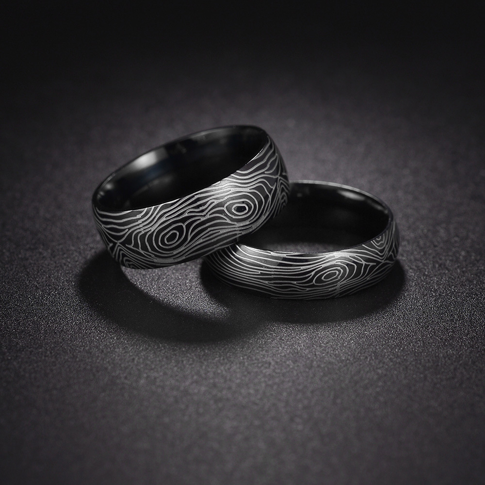 10g Weight Vacuum Plating Gold Plating Process Basic Waves 201 Stainless Steel Plating Black Plated Men'S Rings