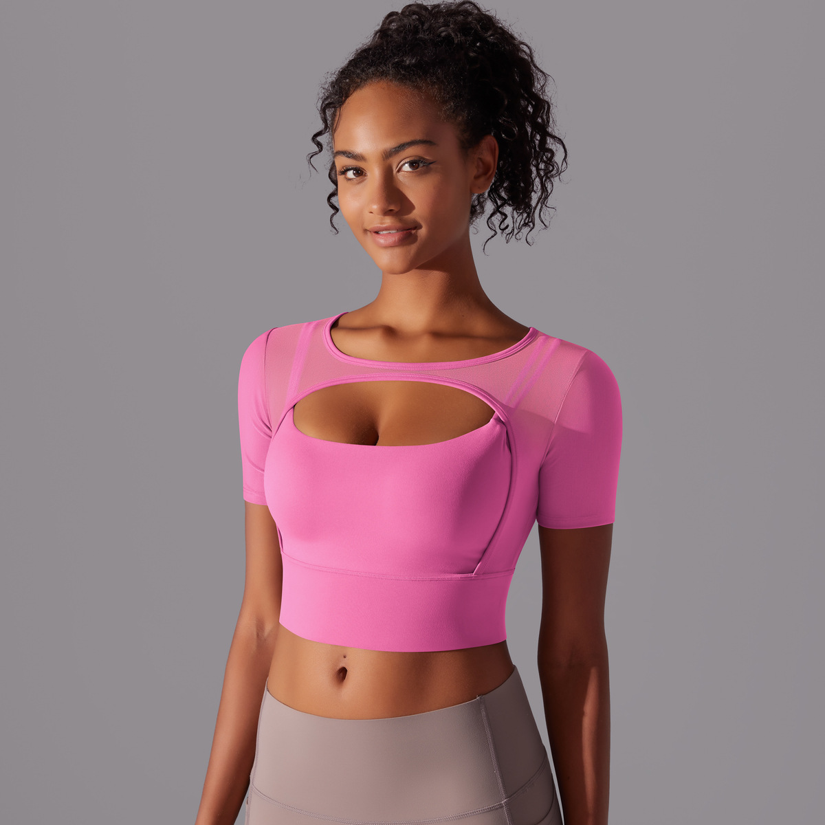 182g Weight Short Sleeve Sleeve Length Pullovers Placket Type Nylon, Spandex Fabric Type Short Top Length T-shirt Tops Type Yoga, Sports Occasion Round Neck Neckline Solid Color Pattern Women Gender Hollow Out Craft Fitness Sport Style Solid Color Nylon Spandex Round Neck Hollow Out Active Tops T-shirt 17