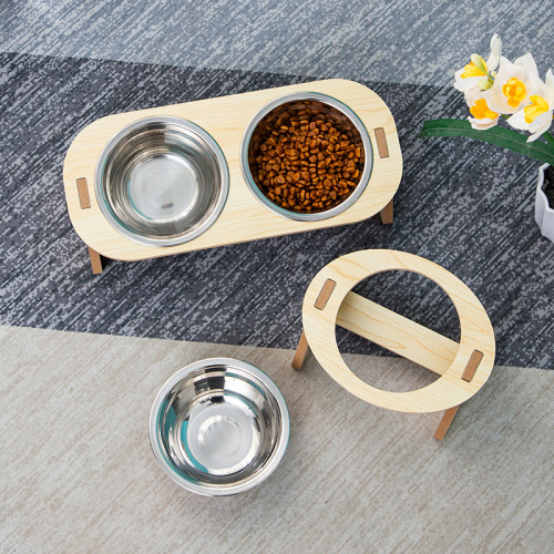 Cat Bowl Dog Bowl Cat Food Bowl Pet Bowl Pet Stainless Steel Cat Collar Two-in-One Dog Bowl Stand Anti-Toppling