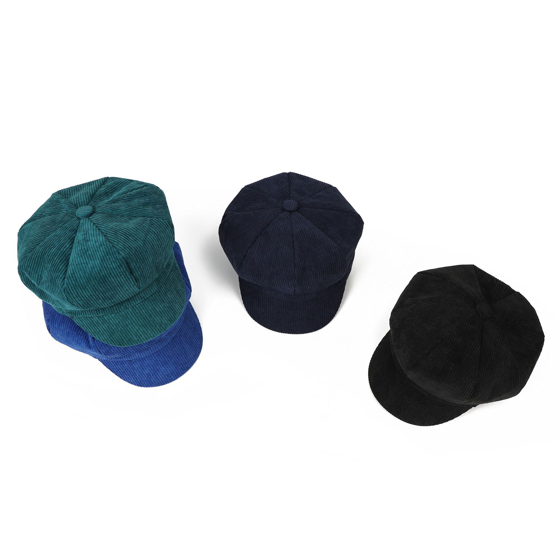 Estilo coreano sombrero de pana de color sólido gorra de pico de moda para mujer Otoño e Invierno versátil sombrero de pintor artístico Sombrero octogonal retro británico