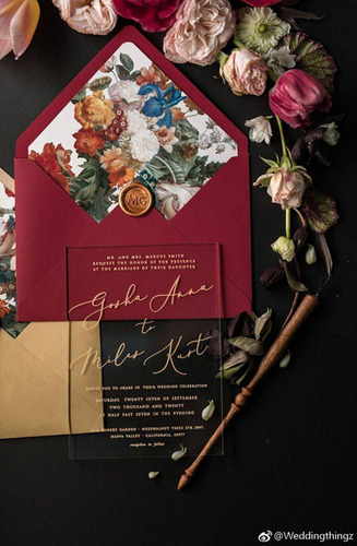 Acrylic wedding invitations, wedding forest-style internet celebrity invitations, wedding invitations, greeting cards, creative hot stamping invitations