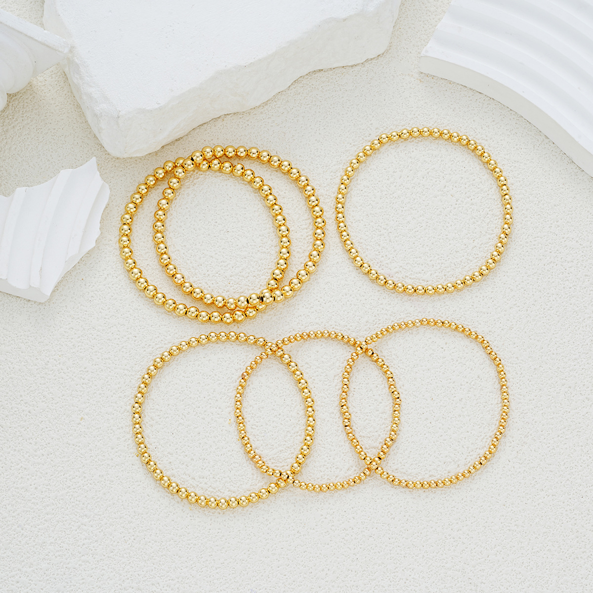 Amazon comercio exterior transfronterizo estilo europeo y americano estilo de moda minimalista personalidad elástica cuentas 5 piezas conjunto de pulseras de cuentas para mujeres