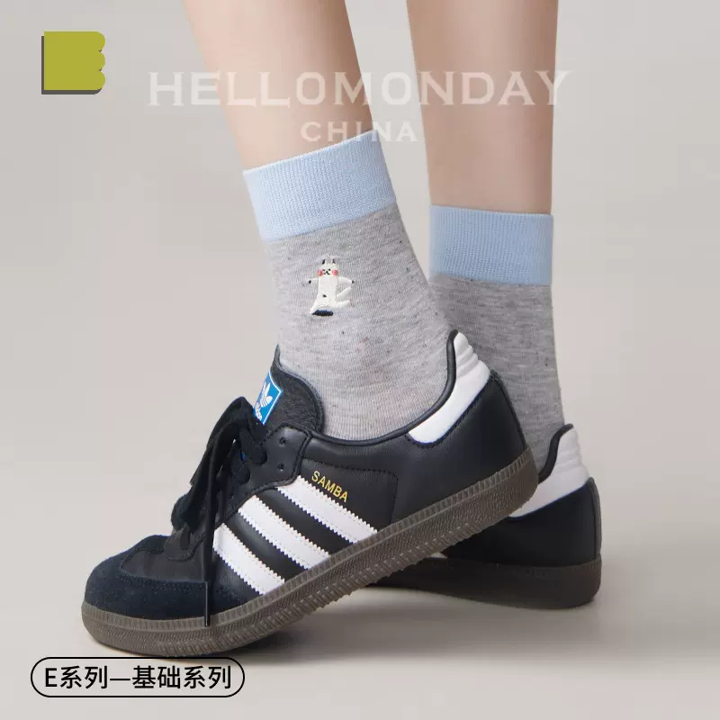 85509 诸暨袜子女款夏季刺绣撞色无骨点子纱中筒袜棉袜少女长筒袜
