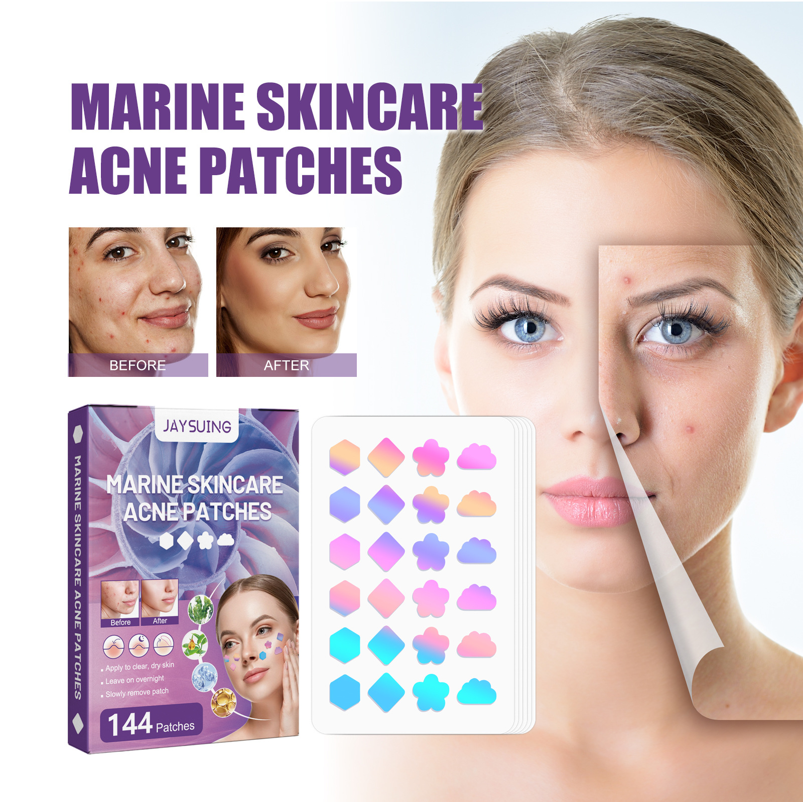 Patch hydrogel acné jaysuing pour atténuer les taches et boutons_voghion.com