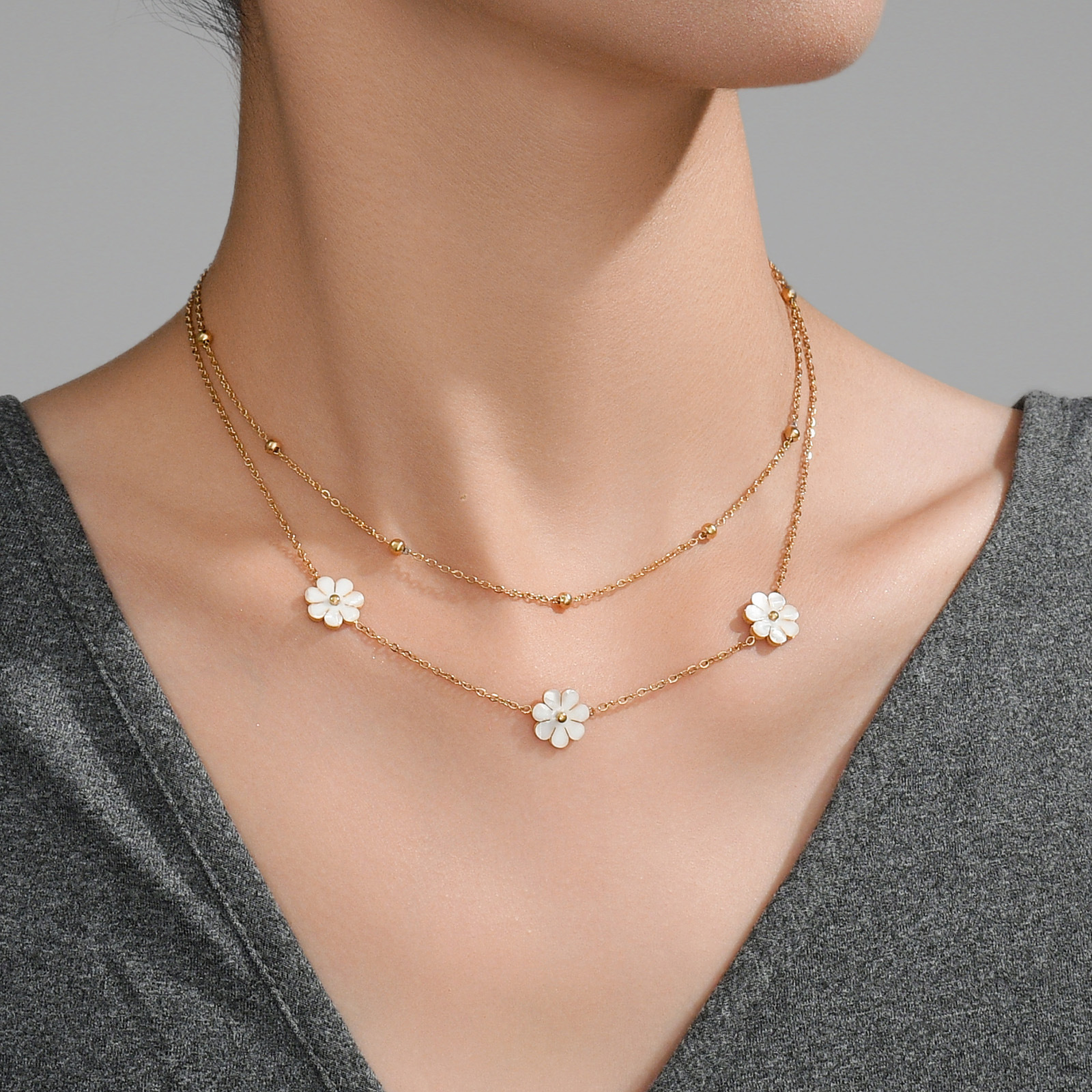 19g Weight Titanium Steel Pendant Material Necklace Classification Titanium Steel Chain Material cable chain Chain Type 1 Piece Quantity Daily Occasion Titanium Steel Material Flower Pattern Women's Gender Sweet Style Wholesale Jewelry Sweet Flower Titanium Steel Necklace 14