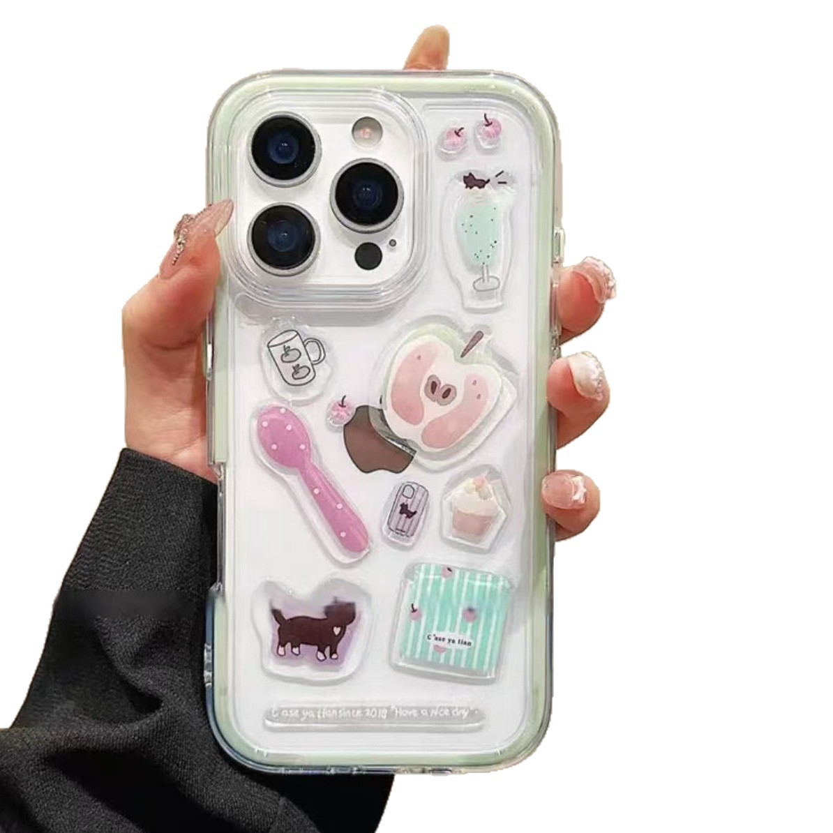 Pegatina de muñeco de nieve DIY transparente simple para iphone15 3 en 1 16ProMax funda para teléfono móvil Apple 14/13