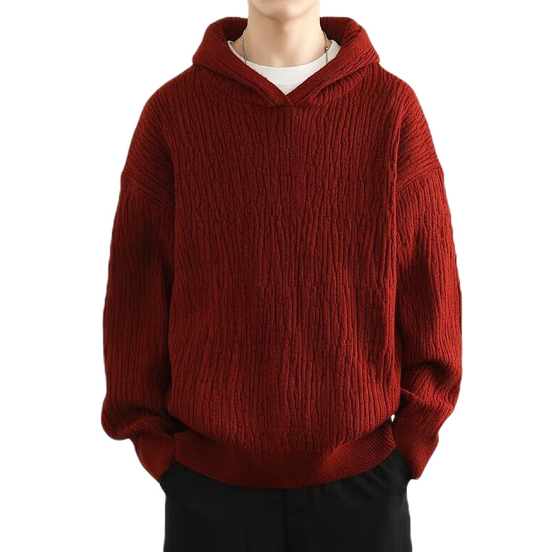 Explosiones transfronterizas de tamaño europeo suéter de punto con capuzas suéter de textura a rayas de hombre viejo viento de otoño y invierno fábrica al por mayor