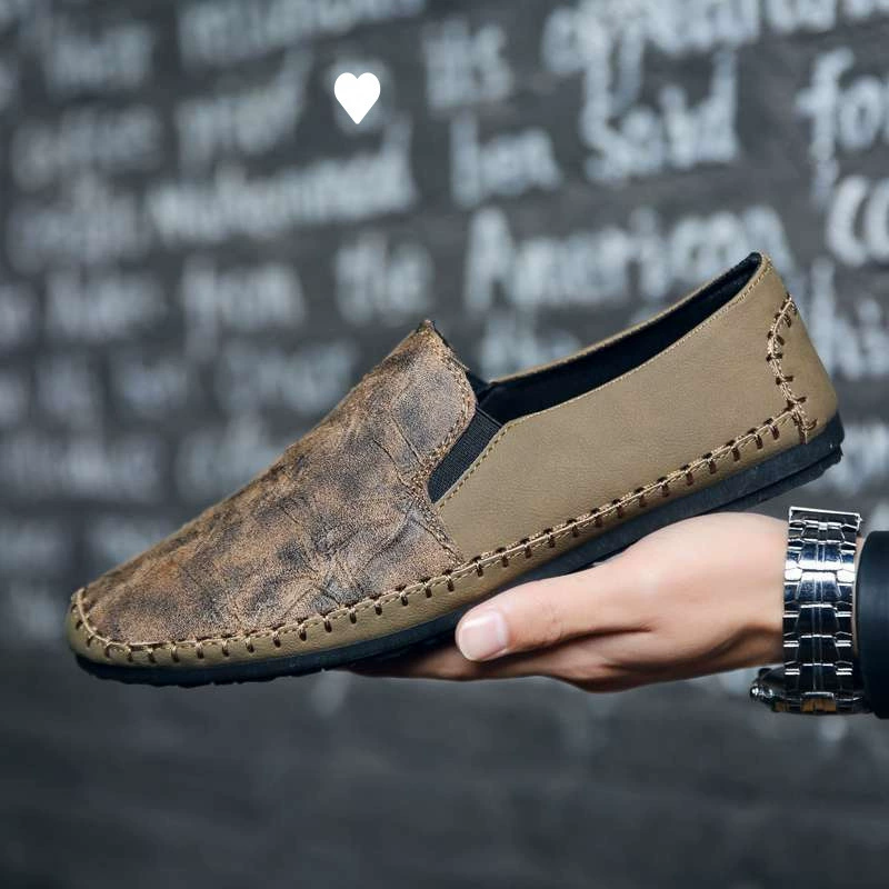 Весенне-осенняя новая обувь, мужские туфли-бини, дышащая обувь для вождения на одной ноге с защитой от запаха, модная повседневная обувь с принтом-бини