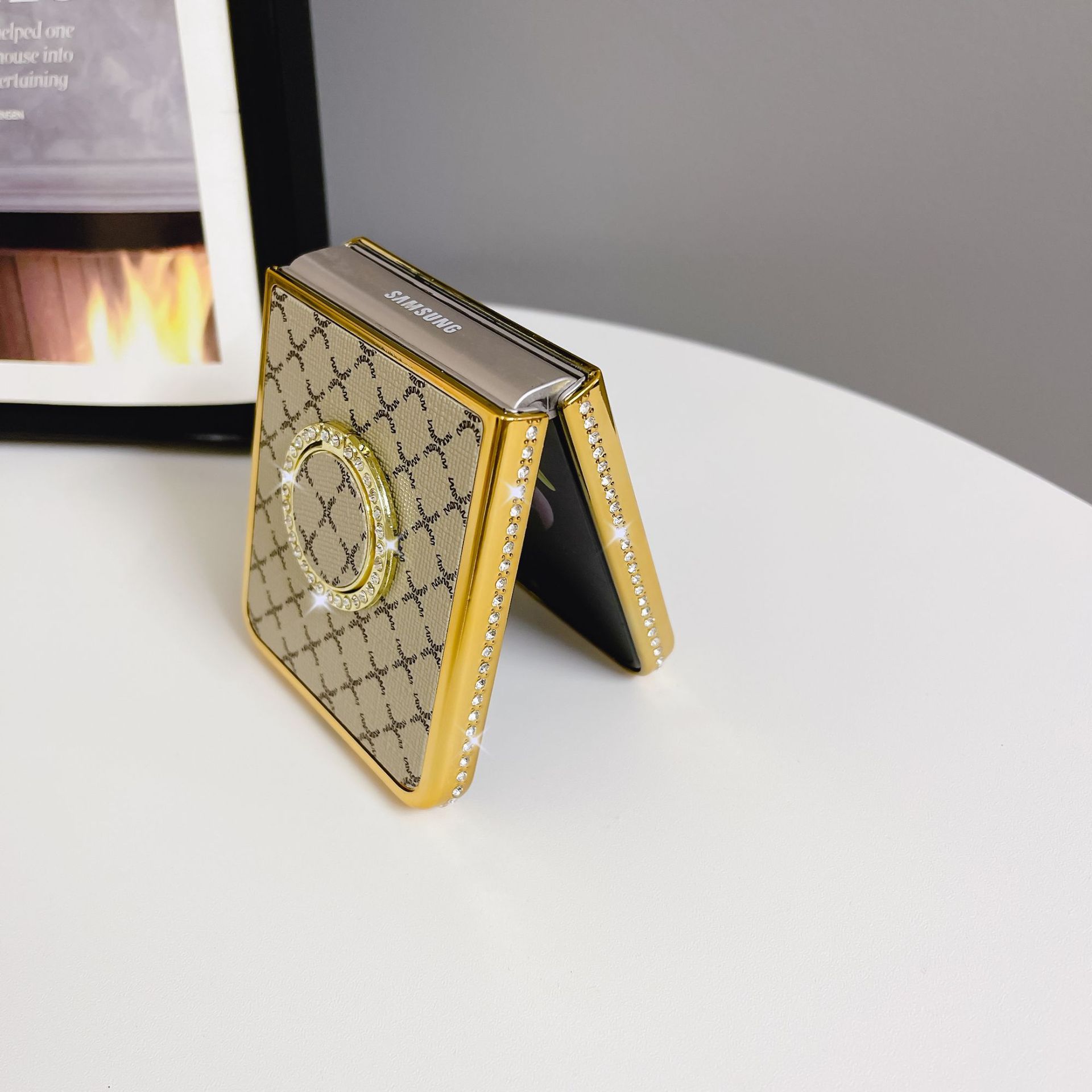 Folding Phone Case For Samsung Galaxy Z Flip 5 4 3 Square Grid_voghion.com