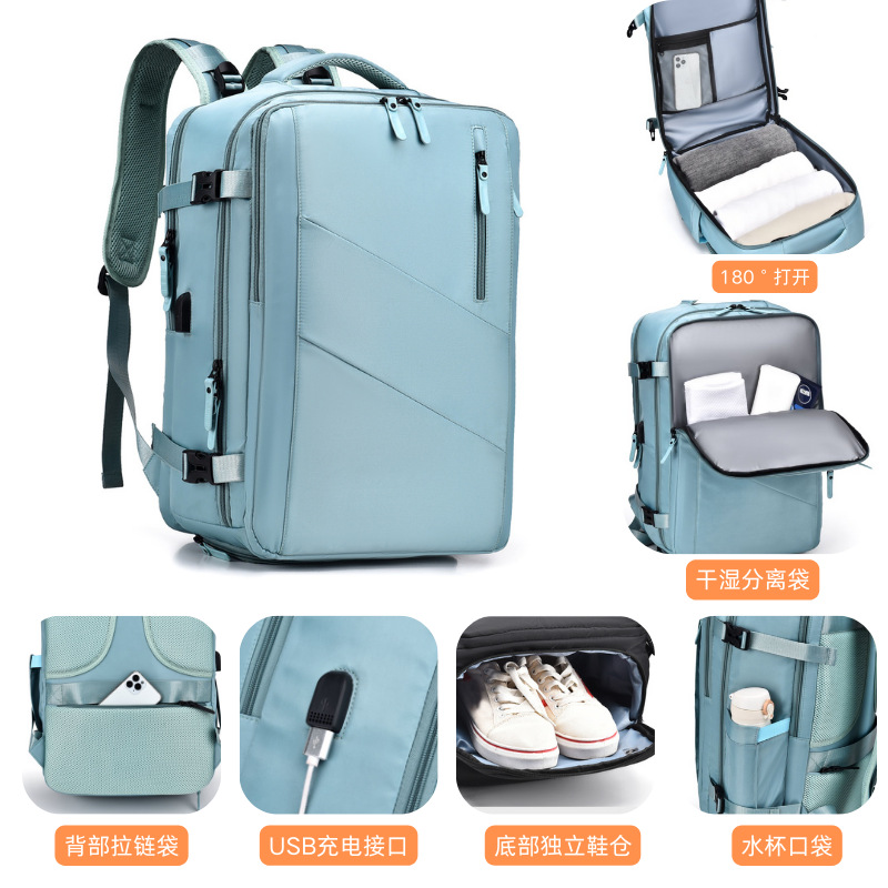 Mochila masculina expandible de gran capacidad, ideal para viajes o trabajo, diseño premium