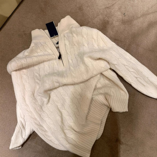 Sweep Size RL Ruff Pony Embroidered Knitwear Men's Autumn and Winter Vertical Collar Twist Half-Zip Sweater Women's Warm