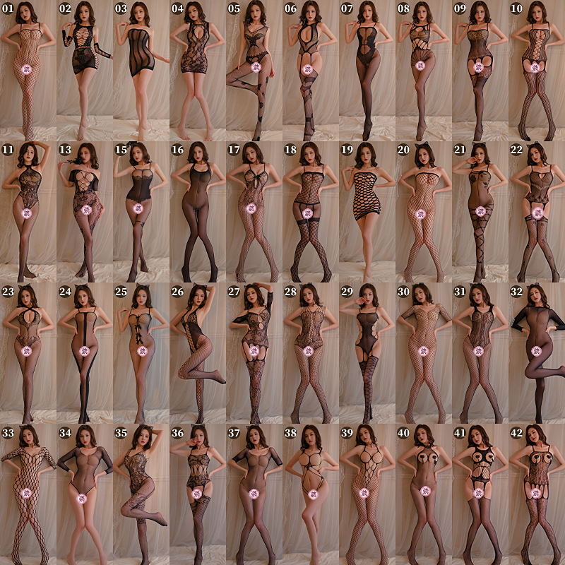 Lencería sexy traje de pasión para Mujer Transparente tentación sexy calcetines de malla de extremo abierto Ventas Directas entrega de una pieza