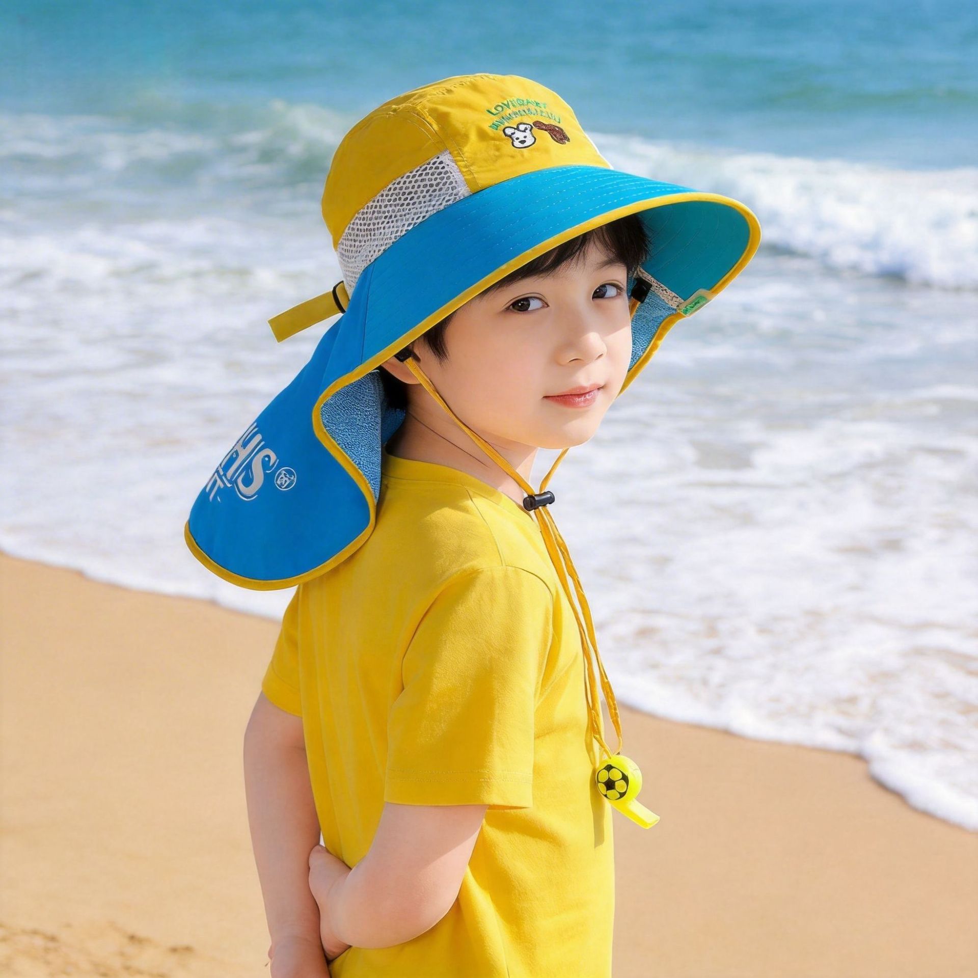 Sombrero de sol para niños con protección nuca contra uv_voghion.com