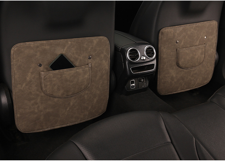 Car Kidsren's Seat Back Anti-Kick Pad Business Classic Rear Seat Anti-Kick and Anti-Scratch Pad Leather Stain-Resistant Seat Back Pad