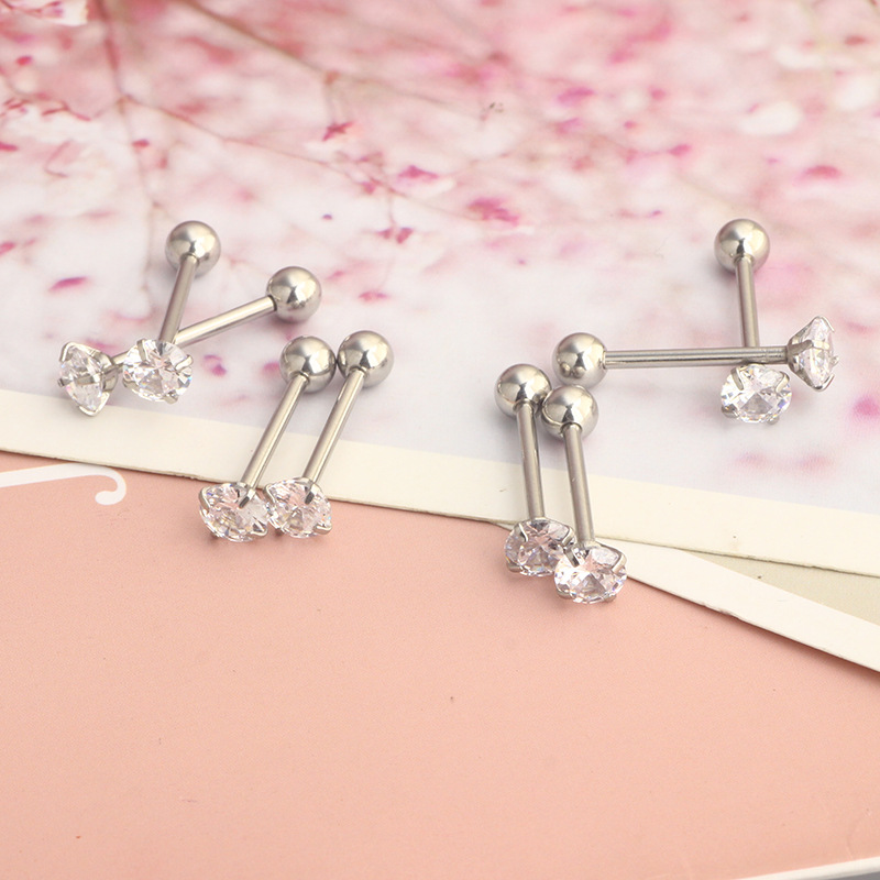 Stainless Steel Classic Zircon Tongue Barbell Star Shape 16G Tongue Ring Piercing Jewelry detail image 8