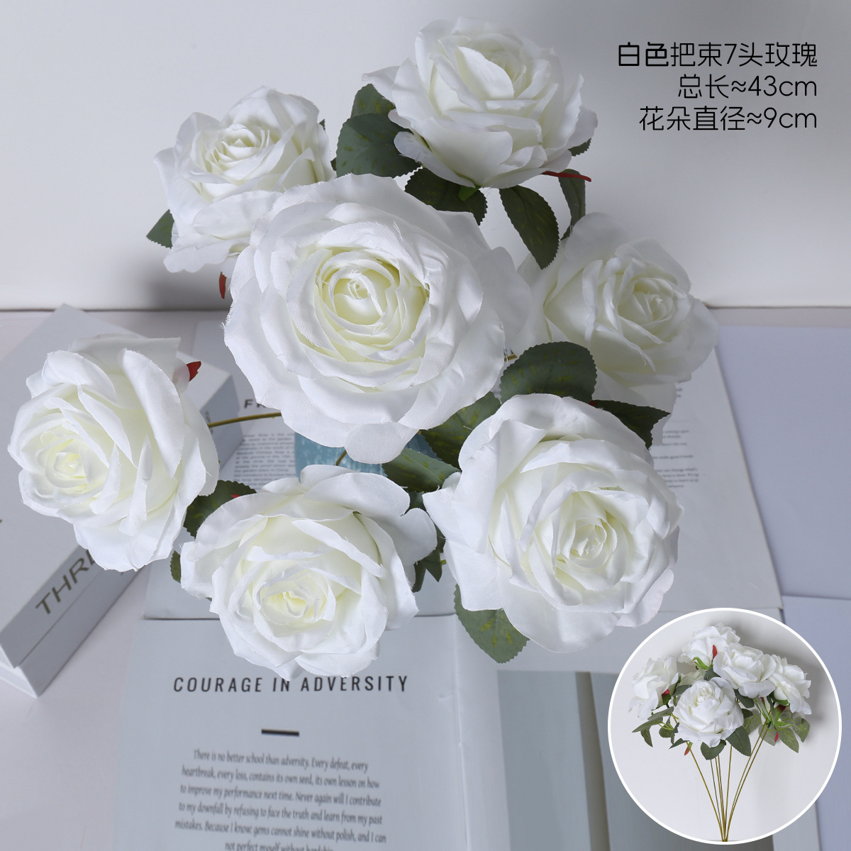 7 rosas de diamante simulación de flores de rosas bodas decoración de hotel guía de la casa fábrica de flores falsas al por mayor