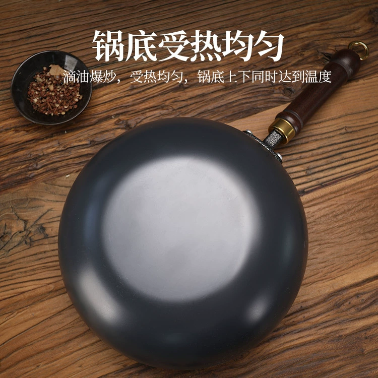 Древний метод большой belly pot маленькая чугунная кастрюля, бытовая глубокая вок-кастрюля без покрытия, плоское дно, ручная работа, с противопригарным покрытием, открыта