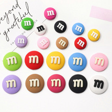 大小号彩虹色仿真M豆diy手机壳糖果色材料发饰洞洞拖鞋扣配件材料