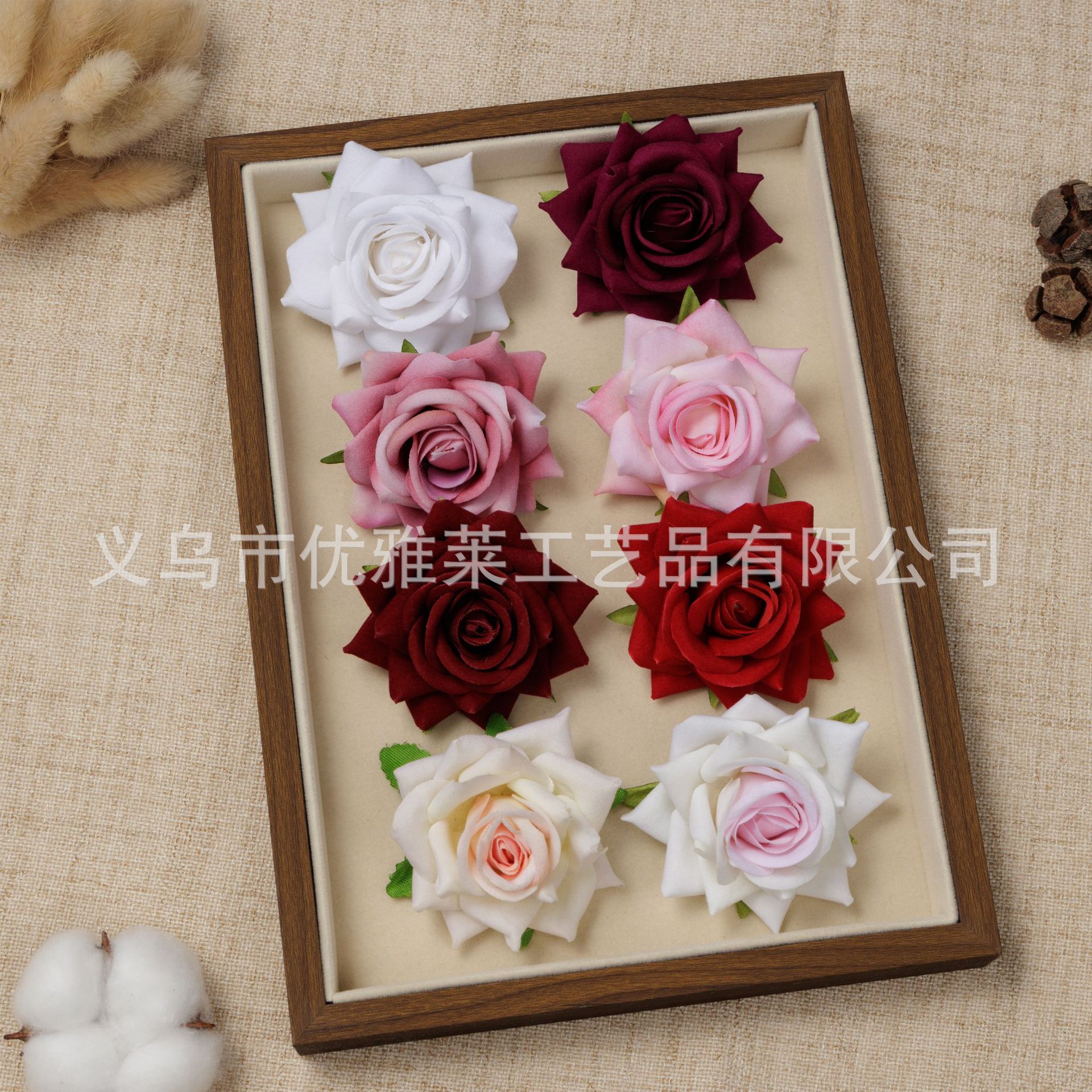 시뮬레이션 실크 천 코너 장미 꽃 머리 실내 장식 웨딩 홀 장식 꽃 인공 꽃 촬영 소품