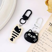 门扣E60黑白小猫吃鱼钥匙扣精致挂件书包闺蜜情侣挂饰饰品吊坠