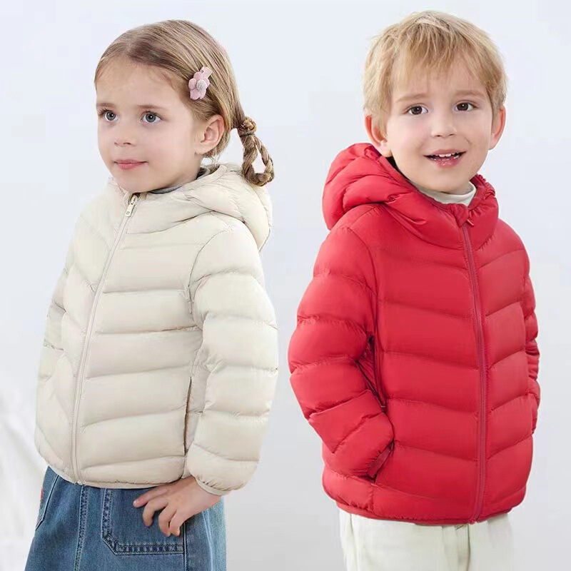 Ya/Ya Children's Lightweight down Jacket 90% White Duck down Autumn/Winter New Style Boys and Girls Hooded Candy Ribbed Jacket
