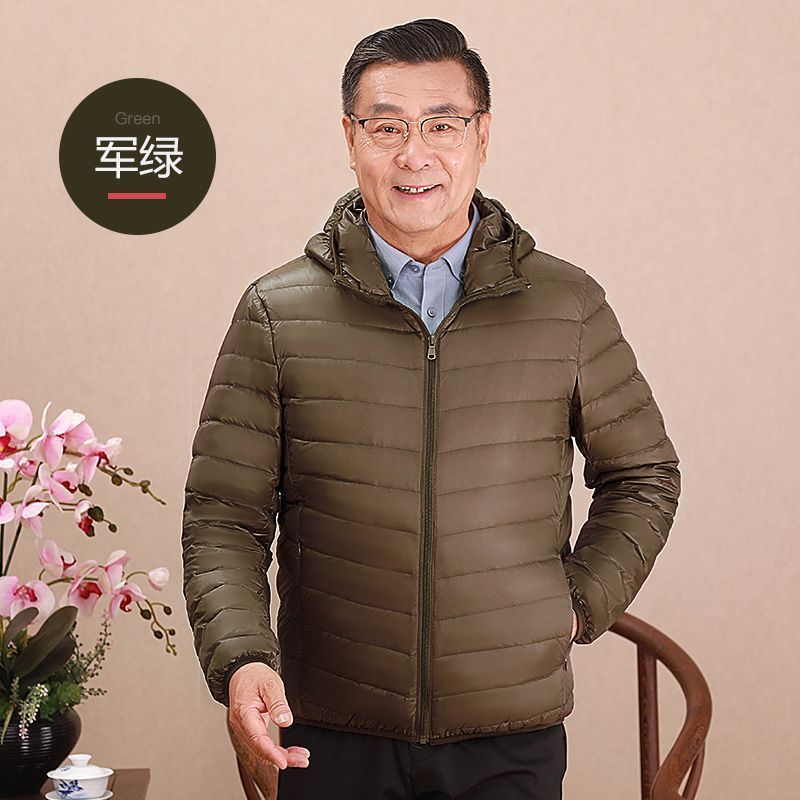 Invierno transfronterizo chaqueta de plumón ligera delgada joven hombre de mediana edad padre vestido de abrigo frío y grueso