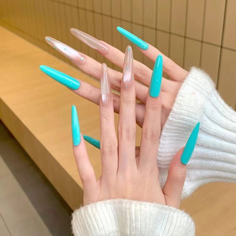Elegant and sophisticated long-style press-on nails, unique and niche for sexy girls, beautiful fake nail patches, direct wholesale from cross-border factories