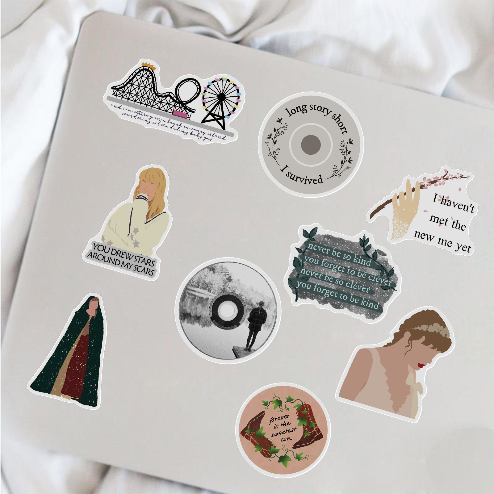 33g Weight Flat Pendant Shape 1 Set Quantity Adhesive Sticker Material Human, Letter Pattern Multicolor Color Waterproof Colorful Pvc Stickers Tyler Album Folklore Evermore Stickers 50 Pieces Set 7