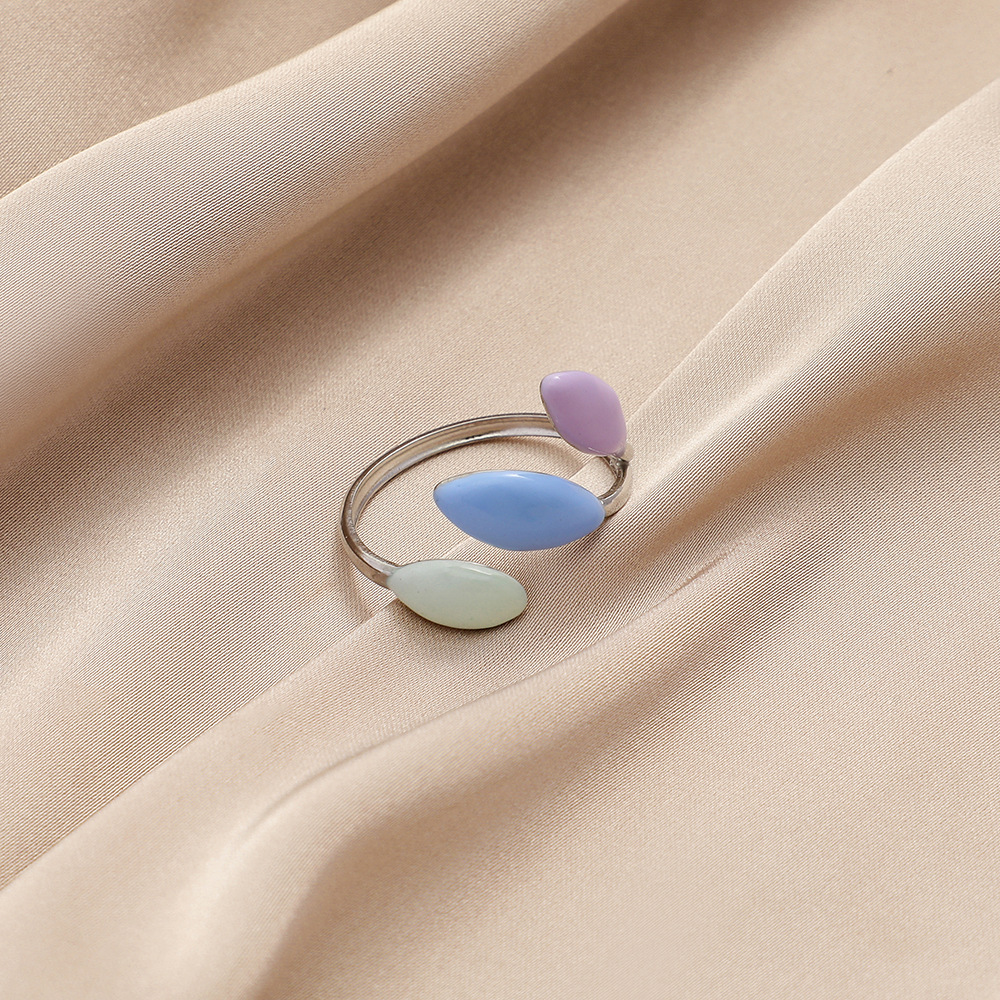 Fashion Leaf Titanium Steel Plating Open Ring 1 Piece