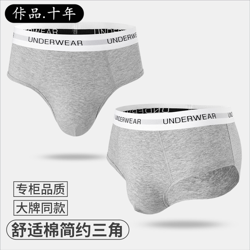 Spring and Summer New European Size Men's Underwear Boys Pure Cotton Briefs Breathable Sports Large Size Men's Triangle Shorts