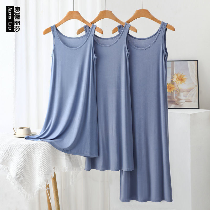 Modal vest skirt women's summer thin mid-length dress inner sleeveless nightdress plus size simple home wear Modal vest skirt women's summer thin mid-length dress inner sleeveless nightdress plus size simple home wear