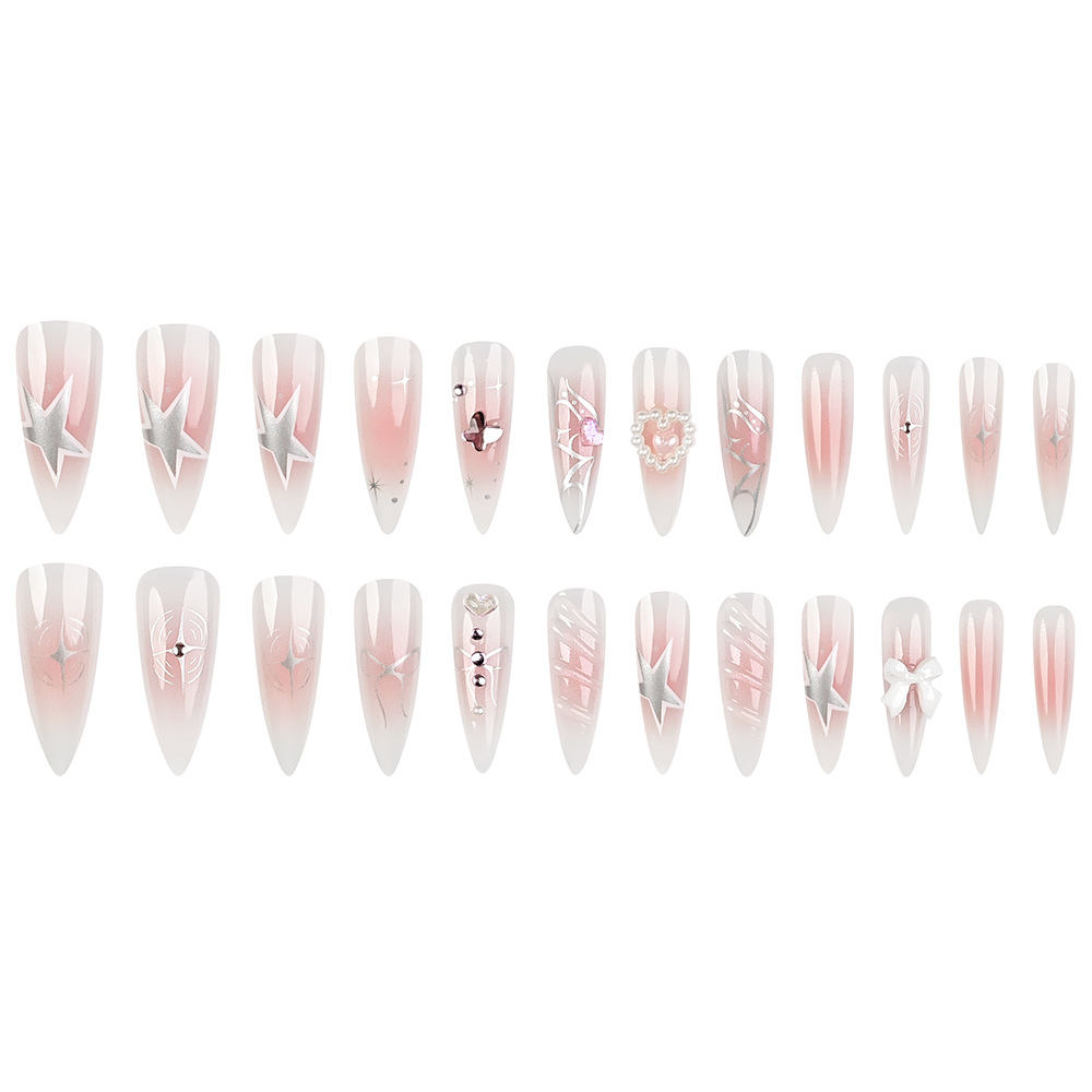 Rosa lindos arcos tridimensionales para usar uñas de punta de comercio exterior 24 piezas de fabricación directa de uñas