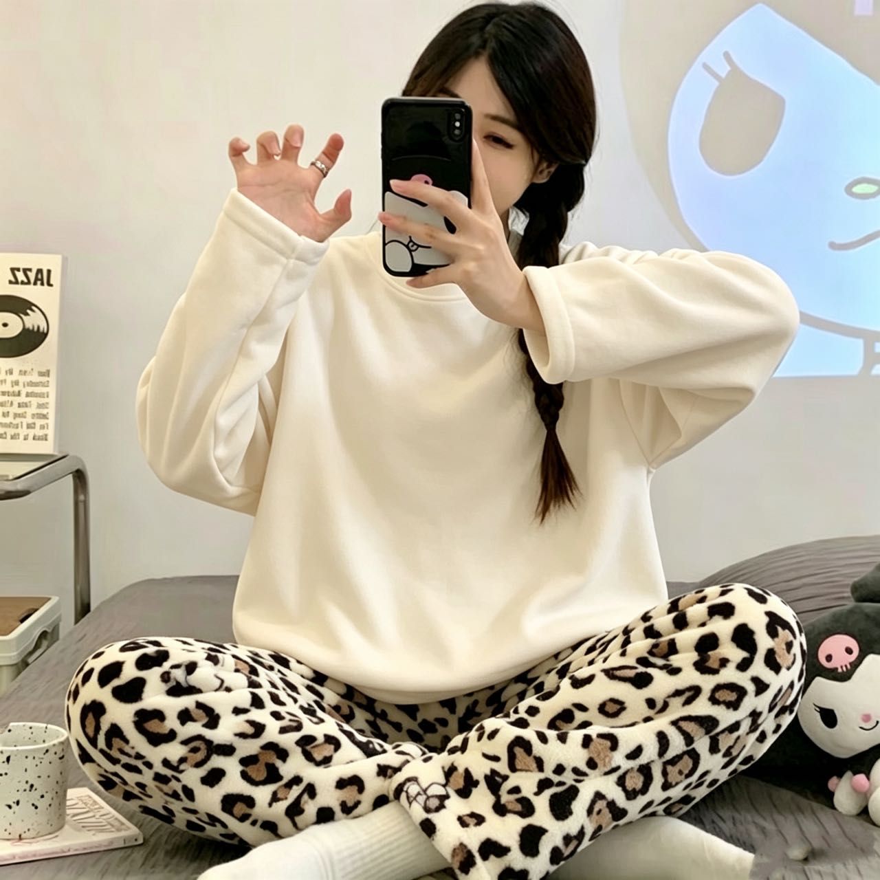 Pijama de mujer de franela y coralina, conjunto cálido y suave para otoño e invierno, moda femenina, venta directa de fábrica