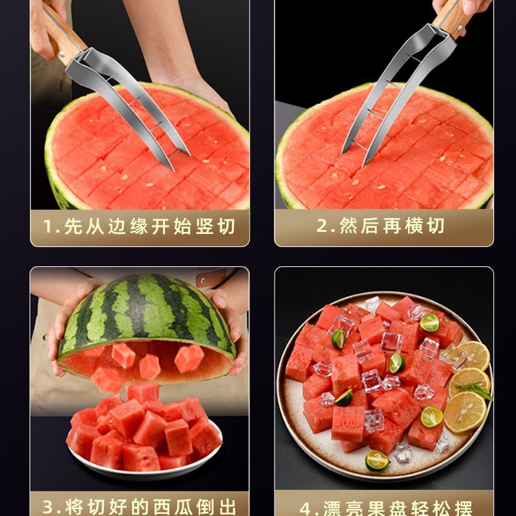 Acero inoxidable cortar rápida sandía multifuncional casero melón cortar cortador de bloques herramienta comercial de frutas de melón