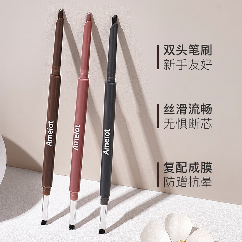 Ameiot Smooth and Sleek Dual-Ended Eyeliner Gel Pen with Blade Brush for a Silky-Smooth Application That Outlines the Alluring Eyes from the Corners of the Eyes down
