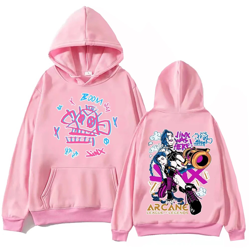 Arcane-Jinx Hot Anime Hoodie Harajuku Pullover Tops Man Wom